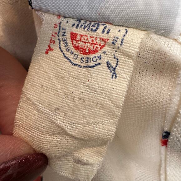 Vintage 1970s Terry Chicago Sleeveless Floral Polka Dot High Neck Blouse Small - Picture 11 of 11